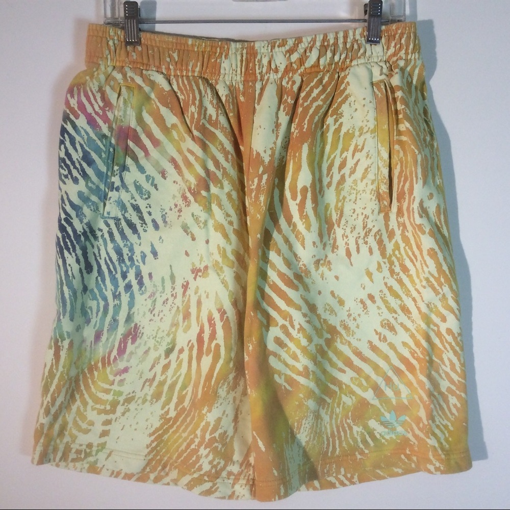 Pharrell Williams x Adidas Sz M Medium Orange Yellow Drawstring Shorts Cotton